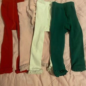 Ruffle Butts open foot tights 18-24 month red, blush pink, cream, green